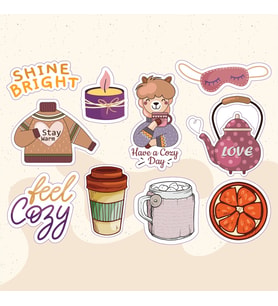 Yazılı Karışık Desenli Tasarımlı A5 Stickers Çıkartma PYTKSTK018