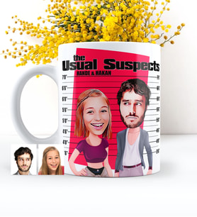 BK Gift Kişiye Özel Olağan Şüpheliler Karikatürlü Beyaz Kupa Bardak - 1
