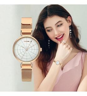 Coliseum Kadın Kol Saati Lüks Moda Şık Trend Bayan Kol Saati Siyah Rose Gold