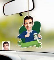 BK Gift Kişiye Özel Bay En İyi Öğretmen Karikatürlü Ahşap Araba Dikiz Ayna Süsü (Çok Renkli)