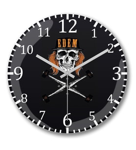 Skull Radical Duvar Saati Bombeli Gercek Cam