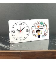 Fen Bilimleri Öğretmeni Ahşap Masa Saati 006