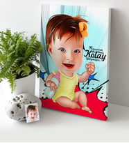 BK Gift Kişiye Özel Kız Bebek Karikatür Kanvas Tablo 30x50cm