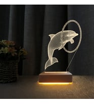 3d Dekoratif Masa Lambası Çocuk Odası Yunus Gece Lambası (Sarı)
