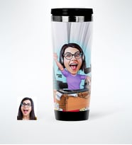 BK Gift Kişiye Özel Bayan Radyocu Karikatürlü Çelik Termos Bardak  1