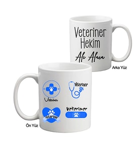 Erkek Veterinere Hediye İsimli Kişiye Özel Kupa Bardak
