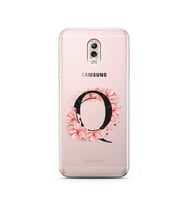 Pembe Çiçekli Harf Tasarım Süper Şeffaf Silikon Telefon Kılıfı Samsung C8  Q-Har