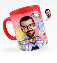 BK Gift Kişiye Özel Bay Doktor Karikatürlü Kırmızı Kupa Bardak  2