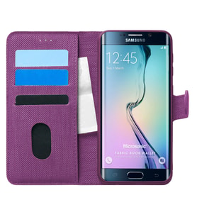 Microsonic Samsung Galaxy S6 Edge Kılıf Fabric Book Wallet Mor