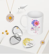 BK Gift Kişiye Özel Anne Anlamı Kupa Kalp Ayna Papatya Kolye Bileklik Seti (Model 1)