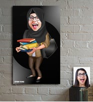 BK Gift Kişiye Özel Tesettürlü Bayan Öğretmen Karikatürlü Ahşap Tablo - 2