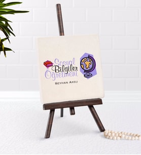 BK Gift Kişiye Özel Sosyal Bilgiler Öğretmeni Şovaleli Doğal Taş-2 (Beyaz)