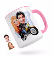 BK Gift Kişiye Özel Sevgililer Karikatürlü Pembe Kupa Bardak-17