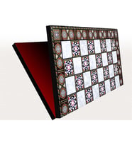 (Sadece Tahta İsteyene) Büyük Boy Katlanır Sedef Desenli MDF Ahşap Satranç Tahtası (43x43 cm.) (Çok Renkli)
