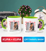 İkili Sevgiliye Sevgililer Günü Hediyesi 12 Kupa Bardak Yeşil