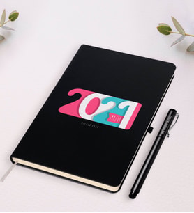 BK Gift Kişiye Özel 2024 Mutlu Yıllar Siyah Defter ve Kalem Hediye Seti-6 (Siyah)