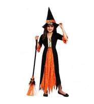 Halloween Cadı Kostümü Çocuk (Turuncu)