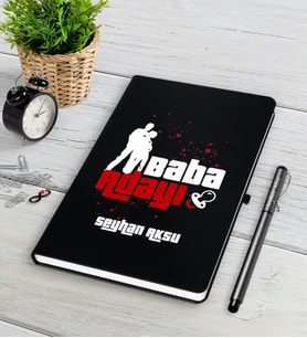 BK Gift Kişiye Özel Baba Adayı Siyah Defter Kalem Seti-1