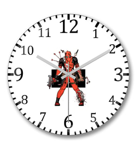 Deadpool Angry Duvar Saati Bombeli Gercek Cam