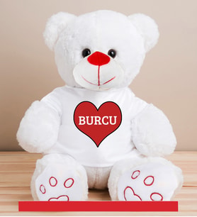 Kişiye Özel Mesajlı Sevimli Peluş Ayıcık 50cm - 81868 (Beyaz)