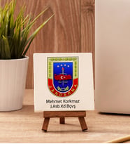 Jandarma Amblemli Taş Masa Dekor