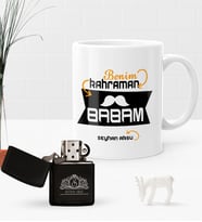 BK Gift Kişiye Özel Benim Kahraman Babam Benzinli Çakmak ve Kupa Seti-1 (Model 1)