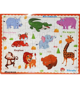 Ahşap Puzzle Oyuncak - 9 Parça Sevimli Hayvanlar Yapboz Puzzle (Karışık)