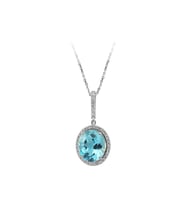 Sirius Pırlanta ve Oval Mavi Topaz Taşlı Kolye 0717P0025