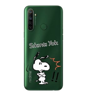Snoopy Tasarımlı Süper Şeffaf Silikon Telefon Kılıfı Oppo Realmi 5i
