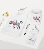 BK Gift Kişiye Özel İlköğretim Matematik Öğretmeni Temalı Beyaz Defter Kalem Kupa Ayna Seti