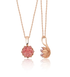 Rose Altın Kaplama Pembe Zirkon Taşlı Lotus Çiçeği Kadın Kolye