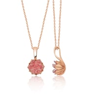 Rose Altın Kaplama Pembe Zirkon Taşlı Lotus Çiçeği Kadın Kolye