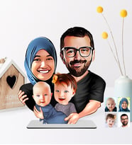 BK Gift Kişiye Özel Aile Karikatürlü Ahşap Biblo - 4