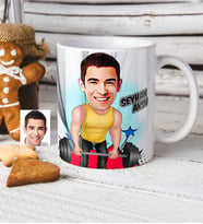 BK Gift Kişiye Özel Bay Halter Sporcusu Karikatürlü Beyaz Kupa Bardak