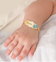 Papatya Silver 14 Ayar Altın Kaplama Bulut Modeli Kişiye Özel Gümüş Erkek Bebek Künyesi
