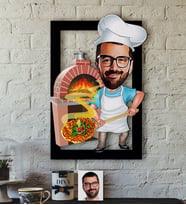 BK Gift Kişiye Özel Bay Kebapçı Karikatürlü 3D Ahşap Tablo-1