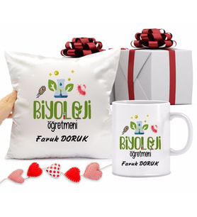Biyoloji Öğretmeni Bardağı ve Yastığı Hediye Seti (Model 1)