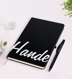 BK Gift Kişiye Özel El Yazılı Siyah Defter Kalem Seti-4