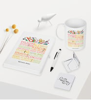 BK Gift Kişiye Özel Öğretmen Sözleri Temalı Beyaz Defter Kalem Kupa Ayna Seti - 1