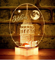 Kişiye Özel, Galata Kulesi 3D Lamba (Beyaz)