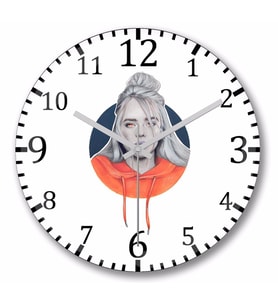 Billie Eilish  Duvar  Saati Bombeli Gercek Cam