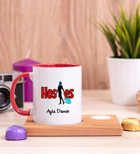 Hostes Ahşap Altlıklı Mumlu Kırmızı Kupa Bardak