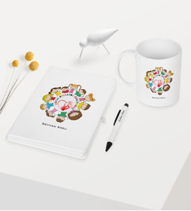 BK Gift Kişiye Özel Çocuk Gelişimi Öğretmeni Temalı Beyaz Defter Kalem Kupa Seti - 1