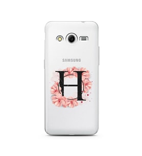 Pembe Çiçekli Harf Tasarım Süper Şeffaf Silikon Telefon Kılıfı Samsung Core 2 H-