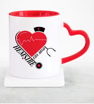 BK Gift Kişiye Özel Mesleki Hemşire Kırmızı Kalpli Kupa Bardak  6