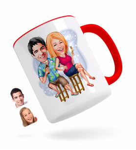 BK Gift Kişiye Özel Sevgililer Karikatürlü Kırmızı Kupa Bardak-51