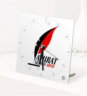 BK Gift Kişiye Özel Avukat Temalı Masaüstü Kare Cam Saat - 8 (Beyaz)