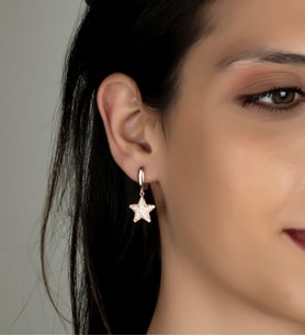 Gümüş Zirkon Taşlı Yıldız Tasarım Küpe (Rose)