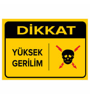 MIGNATIS - Dikkat Yüksek Gerilim Levhası - Sac Malzeme 35x50cm