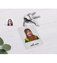 BK Gift Kişiye Özel Kadın Arapça Öğretmeni Karikatürlü Şeffaf Pleksi Anahtarlık-3 (Beyaz)